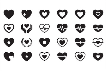 Vector Heart Icon Collection with Medical and Love Symbols