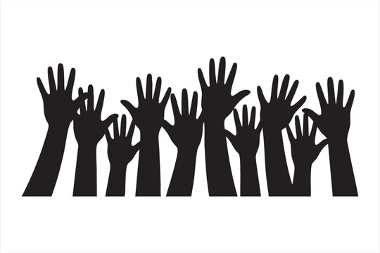 Raised Hands Silhouette Vector Symbolizing Unity and Support - Powered by Adobe