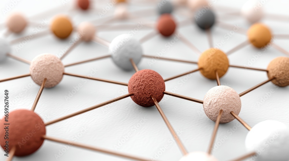 Poster intricate network of interconnected spheres, a visual representation of digital connections