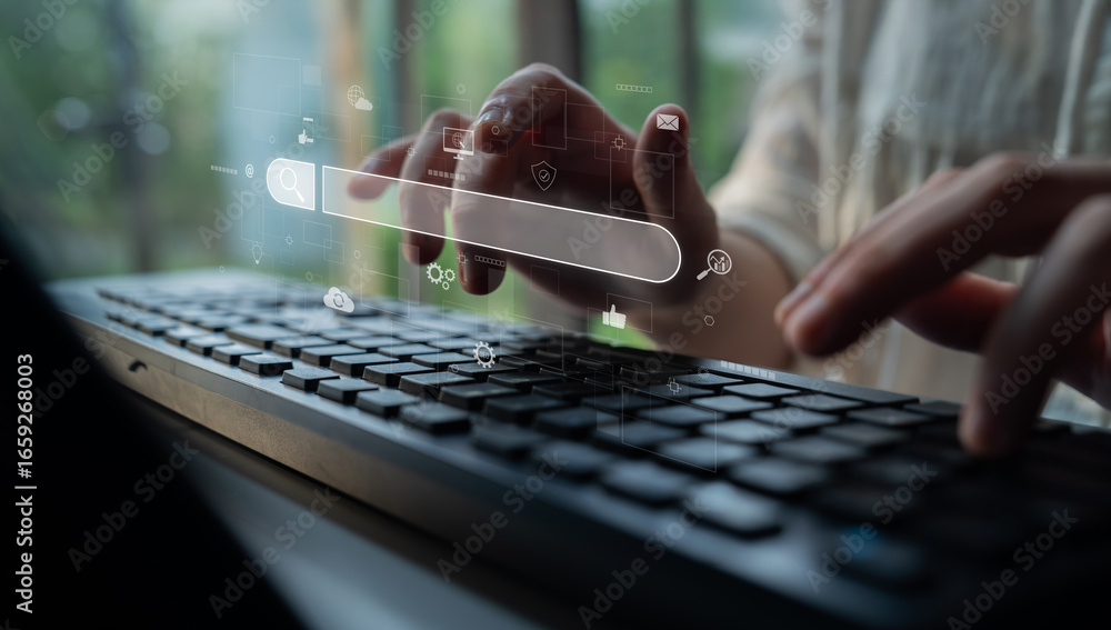 Aufkleber search engine interface for accessing digital information and online data. search engine finds data,
