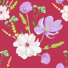seamless floral background. hand drawn watercolor