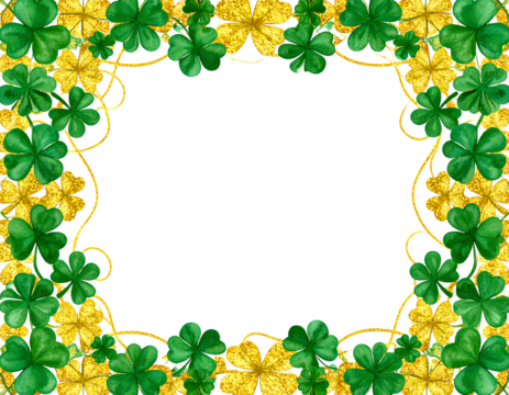 A square shaped clover leaf border for st Patrick day with text copy space in the mid. - Powered by Adobe