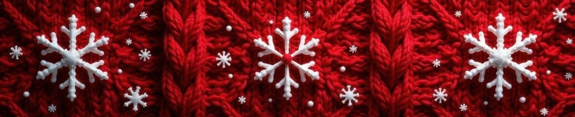 Deep crimson wool, cable knit, festive snowflake , wool, texture, ornament