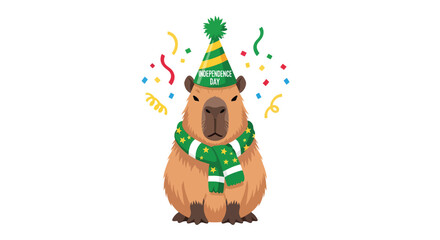 Cute Capybara Celebrating Brazil Independence Day