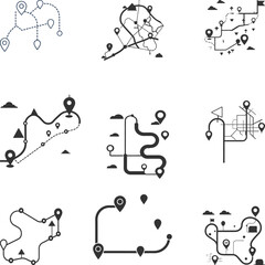 Route Map Flat Illustration - Travel Navigation Vector Icon