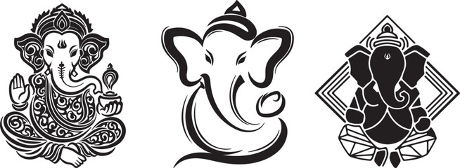 Geometric Ganesha Vector: Modern Hindu God Illustration

Abstract Lord Ganesh Art: Minimalist Black and White Design

Spiritual Ganesha with Geometric Shapes: Contemporary Icon