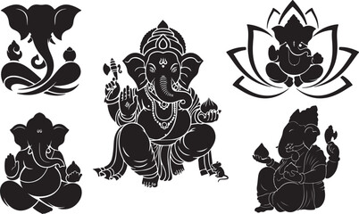 Stylized Ganesha Vector: Modern Lord Ganesh with Modak

Minimalist Hindu God Illustration: Abstract Black and White Art

Simple Ganesha Icon: Clean and Elegant Spiritual Design