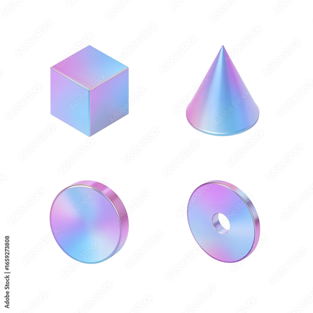 Aufkleber luminous iridescent geometric forms floating in a dimension of enigmatic allure and digital grace