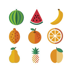 Colors apple Banana Orange Avocado Mango food