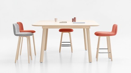 Light wood table & bar stools