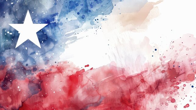 Chilean independence day celebration with watercolor national flag design. Horizontal banner. Copy space. Chile National Day. Flag of Chile. Watercolor illustration - Powered by Adobe