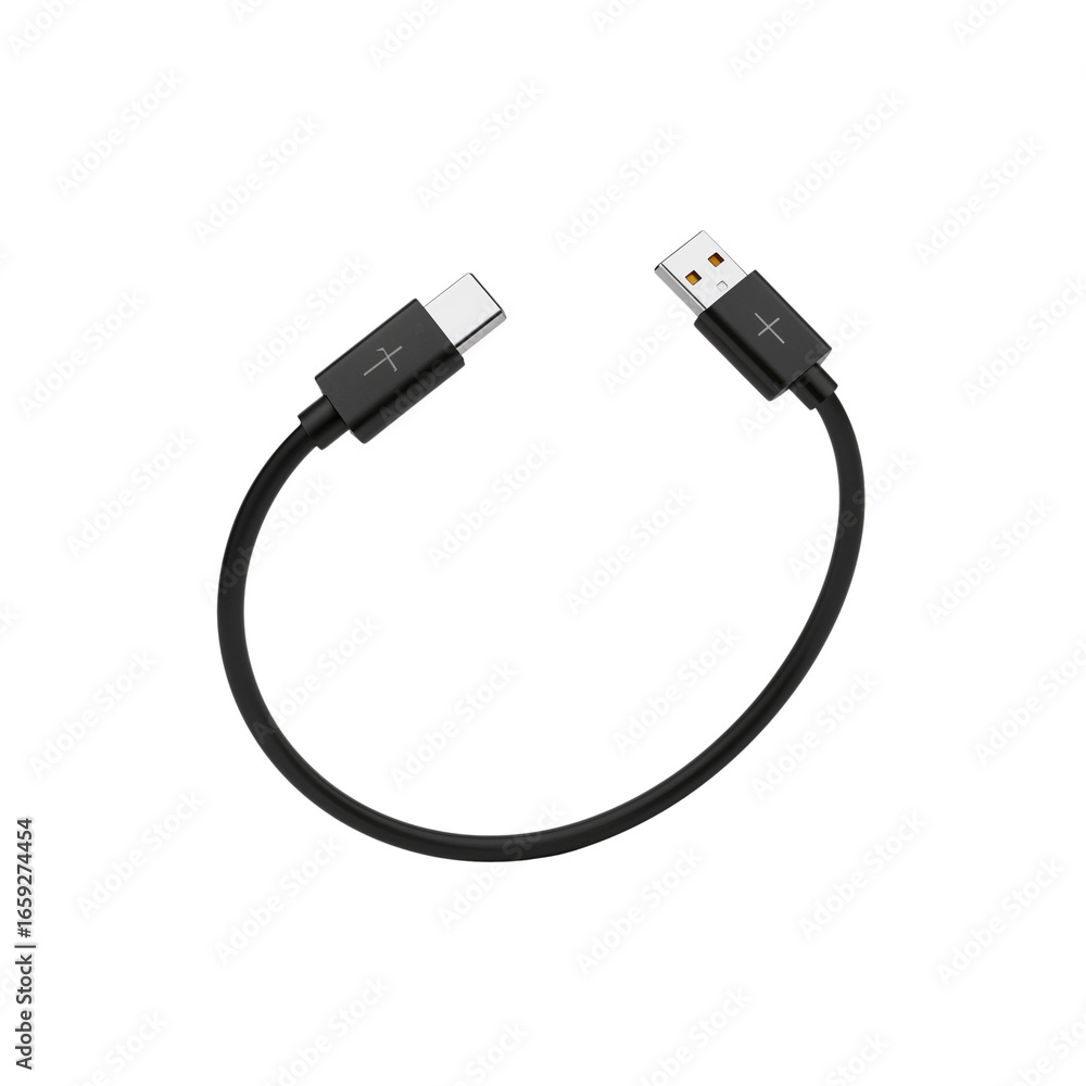 Poster minimalist depiction of a usb cable symbolizing connection and data transfer in the digital age on