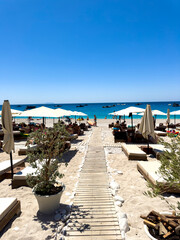 Obraz premium Himare Albanian Riviera coastline on the Ionian Sea in southern Albania beside vlore.