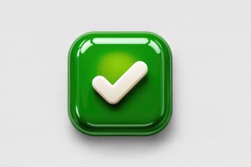 Glossy green square button with white checkmark (1)