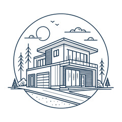 Naklejka premium line art minimalist house icon real estate business logo vector 