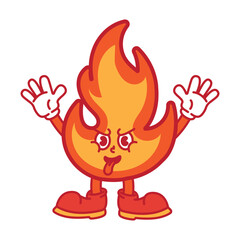 Cute Fire Mascot Character Cartoon Icon Illustration