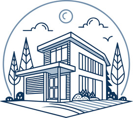 Obraz premium line art minimalist house icon real estate business logo vector 