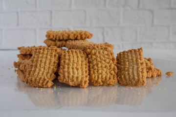 Cake on decorated background with garnish