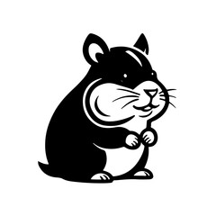 Obraz premium Simple Hamster Icon A minimalist and clean vector icon of a hamster, drawn in a simple black and white style. This graphic is perfect for modern design projects, including websites