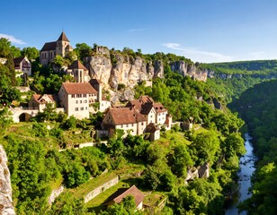 Obraz premium Picturesque village nestled in a valley (2)