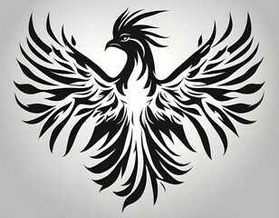 Obraz premium phoenix silhouette. Vector silhouette of phoenix on white background. black phoenix isolated on white background. hand drawn design. vector illustration