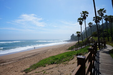 fine seaside walkway on spring day