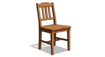 A light brown wooden chair, simple design,  isolated on white background.