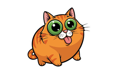 Silly chubby orange tabby cat with big googly eyes. Cute cartoon pet character vector illustration concept from imagen-4.ai.