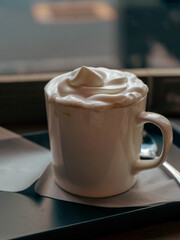 Glass of iced coffee with ice cream