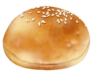 freshly baked sesame seed bun with golden brown crust, perfect for sandwiches or burgers. Its soft texture and inviting appearance make it delightful addition to any meal