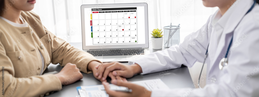 Poster calendar on computer software application for brisk schedule planning for personal organizer and onl