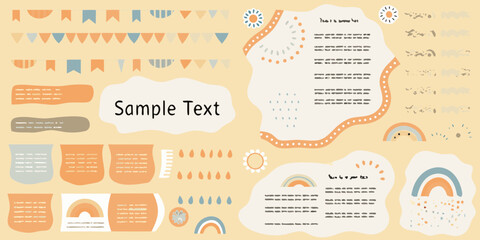 Whimsical Hand Drawn Decorative Elements with Sample Text Placeholder abstract background
