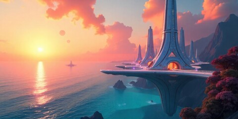 sunset over the river