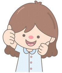 Cute little pastel girl hand gesture sign Thumb up