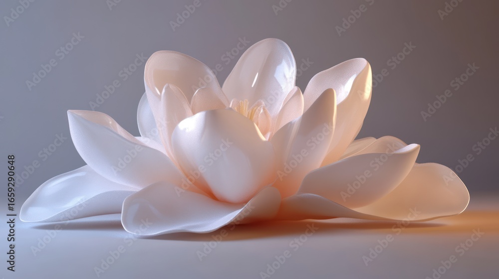 Poster 3d rendered elegant white lotus flower on a plain background. possible use stock photo for design in