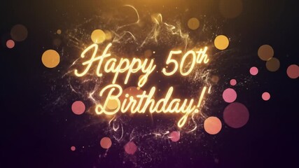 Festive design celebrating a 50th birthday with elegant typography.