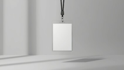Blank ID badge on lanyard for professional events or corporate marketing, perfect for branding and design