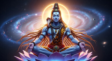 Lord Shiva in Meditation, Cosmic Setting.