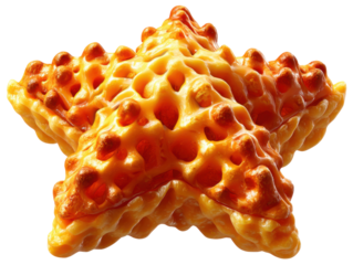 Orange Starfish in Detail: A close-up view of a vibrant orange starfish, showcasing its unique textured surface. This photorealistic image captures the intricate details of the marine invertebrate.