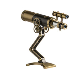 Antique telescope isolated on transparent background transparent background