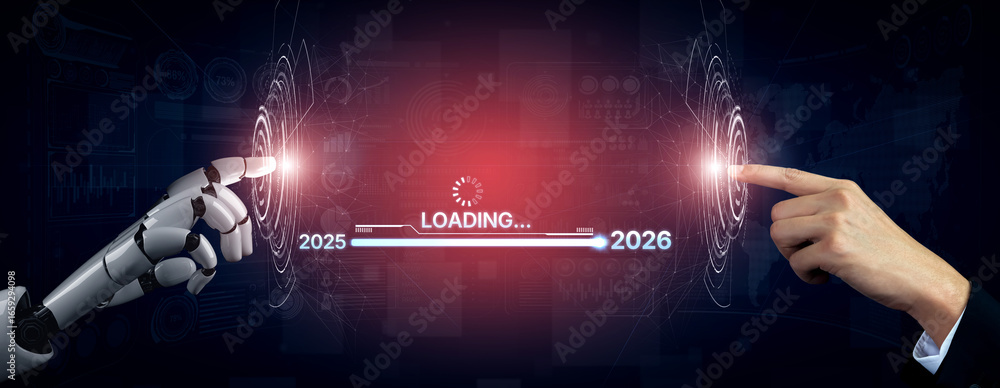 Poster ai visualizes the transition from 2025 to 2026 using smart progress tracking, predictive goal-settin