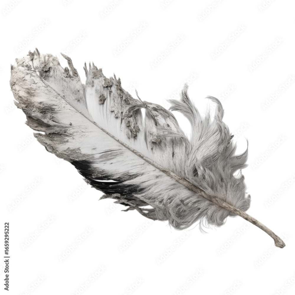 Aufkleber delicate natural feather with soft texture and unique patterns on white background