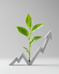 Green Plant Growing on Financial Graph Symbolizing Growth and Prosperity