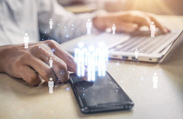 Global human network and workforce distribution highlight human, network, and global presence...