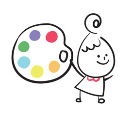 (art) Collection of hand drawn cute lady worker icons. Vector illustration.	