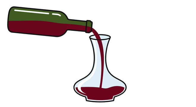 wine pouring into decanter, green bottle, red liquid clip art preview