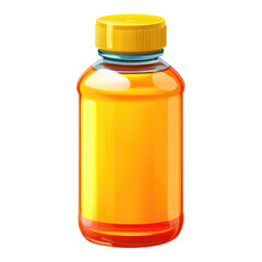 Fototapeta premium Yellow liquid in a clear plastic bottle with a yellow cap isolated on transparent background