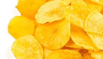 Pile of golden potato chips