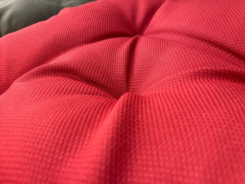 Coral Red Tufted Cushion – Soft Textured Seat Pad for Chairs & Home Décor