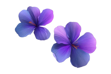 Two vibrant, stylized purple flowers